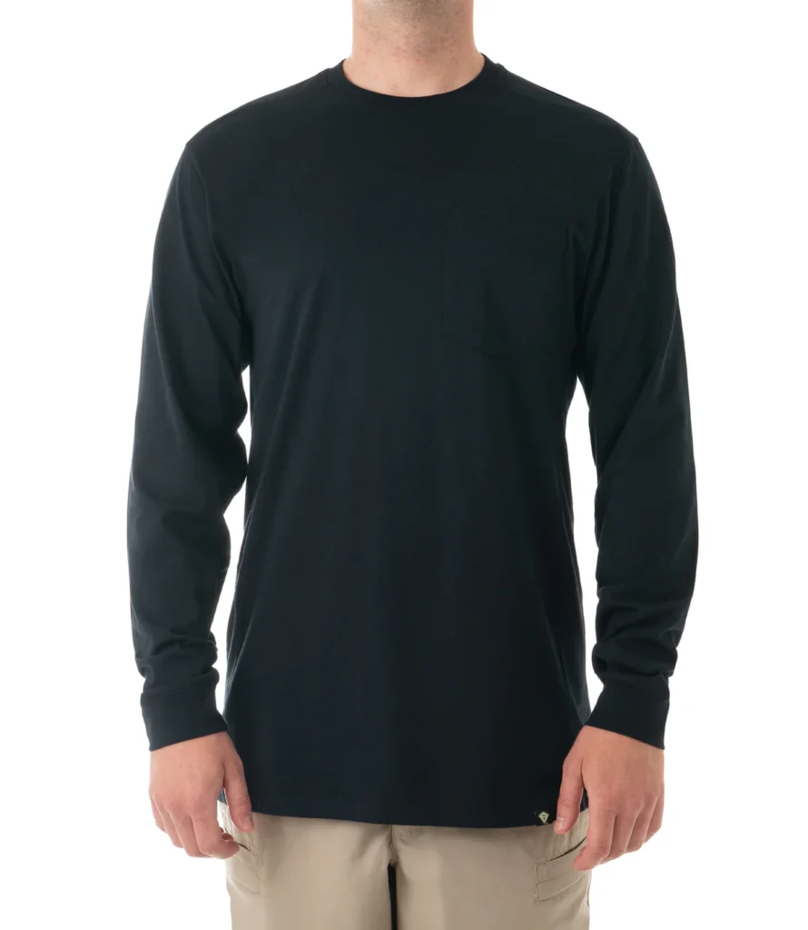 men's tactix cotton long sleeve t shirt with chest pocket