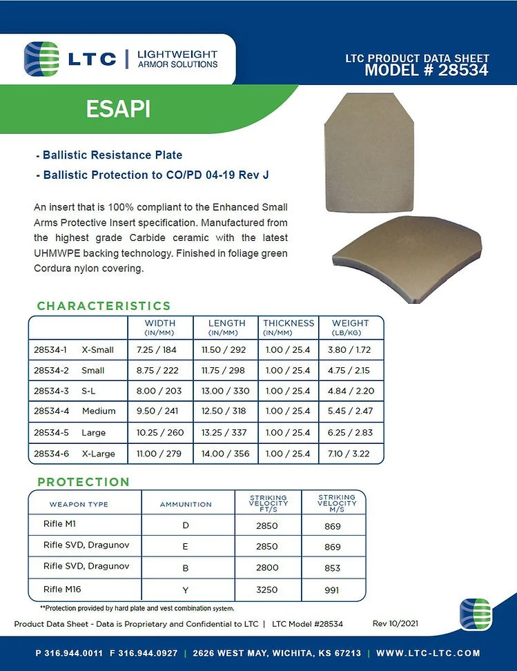 two ltc 28534 esapi rev. j multi curve level 4 plates (mil spec)
